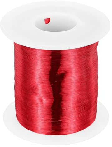 QUARKZMAN Kupferlackdraht 0.08mm, 40 AWG, isolierter bis 155°C Kupferdraht, Lackdraht für Transformatoren, Handwerk, Elektrik und DIY, Rot (453G）