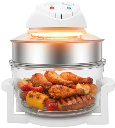 18 Quart Air Fryer with Expansion Ring, 1400W Halogen Convection Oven, Glass Air Fryer Non Toxic Extra Large, Timer & Temp Control, for Healthy Meals French Fries Cooking