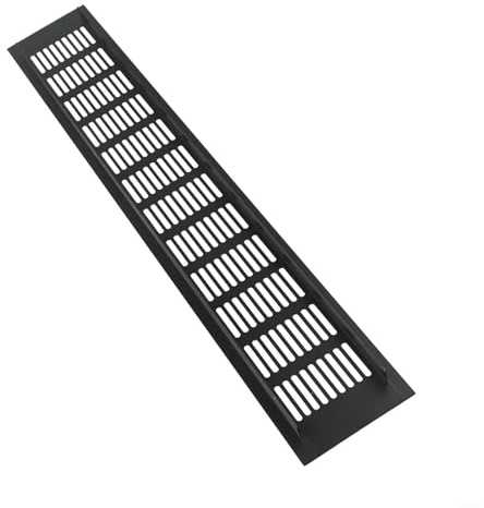 CYRENT Rejilla de ventilación rectangular de aleación negra para armario, armario, cubierta de ventilación, cocina, baño, extractor, ventilador hidropónico, sistema de conductos en línea (80 x 500 mm)