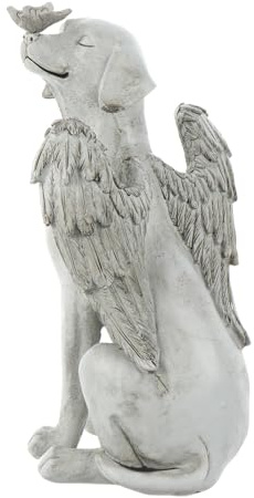 Toyvian Realistische Engel Hund Statue aus Kunstharz als Gedenkstein für Garten und Rasen Dekoration zur Erinnerung an Geliebte Haustiere
