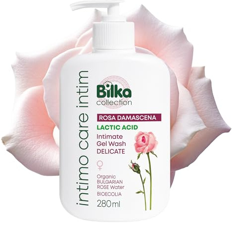 Bilka Collection Intim tvättgel med organiskt rosenvatten – delikat – med mjölksyra och glycerin – mild, återfuktande intim vård för daglig användning, 288 ml