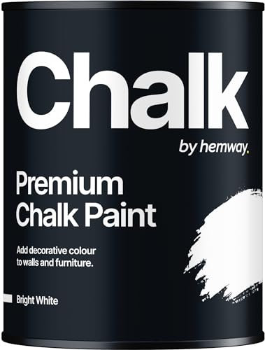Chalk Paint Bright White Furniture Paint 1L, Matt Finish Shabby Chic, Chalk Furniture & Walls, Quick Dry & 1 Coat, Hemway