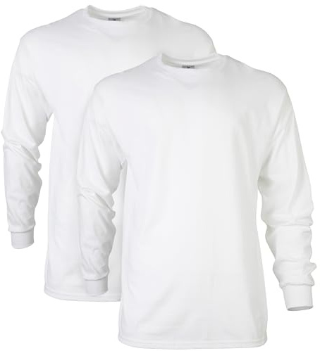 Gildan Men's Ultra Cotton Long Sleeve T-Shirt, Style G2400, Multipack, White (2-Pack), 2X-Large