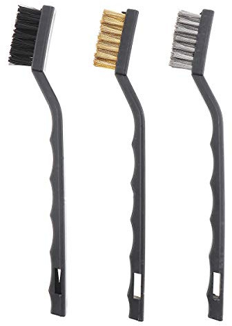 ChgImposs 3pcs Mini Wire Brush Set, Nylon Brass Stainless Steel Wire Brush for Cleaning Welding Slag Scrubbing and Rust