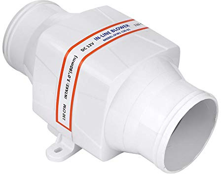 SOULONG Ventilateur d'extraction d'air 75 mm Extracteur Ventilateur de Conduit Blanc, 12 V Ventilateur d'extraction Silencieux pour Yachts, Bâtiments et Caravanes