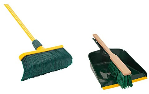 Lot de balais à griffes de 30 cm - En plastique - Avec manche télescopique - Balai à poils incurvés - Balai de jardin - Balai de rue - Balai + pelle à poussière - Long manche - 30 cm