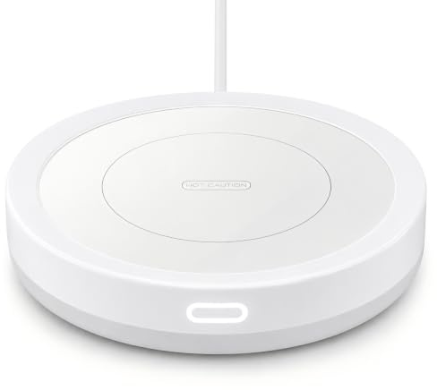 BESTINNKITS White Smart Coffee Auto On/Off Gravity-Induction Mug Office Desk Use, Candle Wax Cup Warmer Heating Plate (Up to 131F/55C)