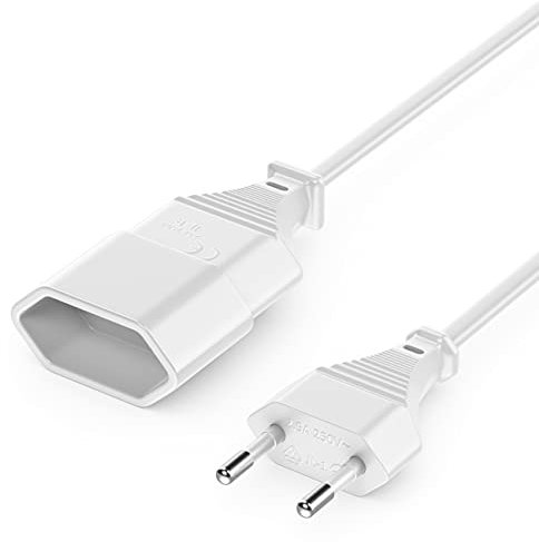 deleyCON Rallonge 2 m - Câble D’Alimentation - Fiche Type C (Euro) vers Prise Type C - pour TV, PC, écran, Projecteur, Lampe, Appareils Ménagers - Blanc