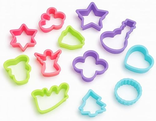 Cookie Cutters for Kids – 12 Plastic Biscuit & Dough Cutter Set for Baking | Christmas Cookie Cutters, Playdough Cutters, Star Cookie Cutter Shapes