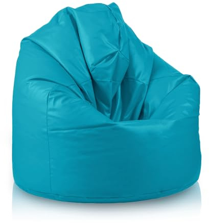 Bepouf - Pouf a Sacco Morbido in Ecopelle con Imbottitura in Palline di Polistirolo, Poltrona a Sacco Adatta per Camera e Salotto - Dimensione Mega 135x85, Colore Turchese