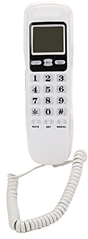 Landline Phone, DTMF/FSK Corded Telephone with Caller ID Real-time Date Display and Number Memory for Home, Office, Hotel(White)