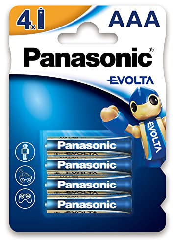 Panasonic EVOLTA Batteria alcalina, AAA Micro LR03, Confezione da 4, 1.5V, batteria con energia a durata lunga