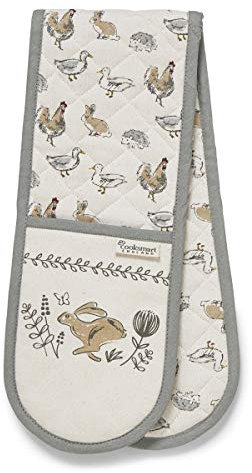 Cooksmart Double Oven Gloves Heat Resistant | British Designed Heat Resistant Oven Glove | Modern Oven Mitt & Potholder for Home Cooking | Maximum Heat Protection Kitchen Oven Gloves - Country Animals