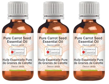 Greenwood Essential Naturreine Ätherisches Karottensamenöl (Daucus carota) Dampfdestilliert 100ml X 3 (10 oz)