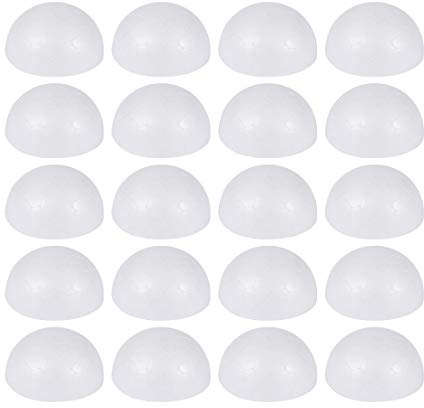 HEALLILY 200 Stück Halbe Schaumkugeln Glatte Runde Styroporschaumkugeln Halbkreis Hohl Modellieren Styroporkugeln für DIY Handwerk Weihnachtsbaum Ornamente Hochzeitsschule 3Cm