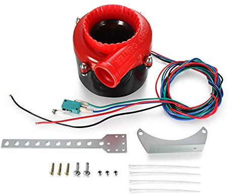 Madlife Garage - Kit di valvole di scarico elettroniche per auto, valvole di scarico elettroniche, con valvola di scarico a turbo, valvola di scarico analogica, kit simulatore BOV (nero e rosso)