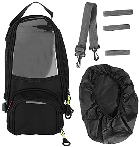 Aukson Sac de Réservoir, Sac de Réservoir de Carburant étanche pour Moteur de Moto Sacoche de Navigation Aimantée Grand Sac à Dos à Fenêtre Transparente