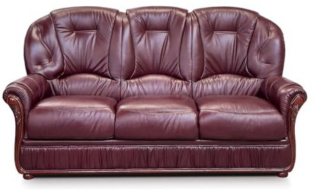 Vente-unique-Ledersofa 3-Sitzer - Büffelleder - Weinrot - Daphne