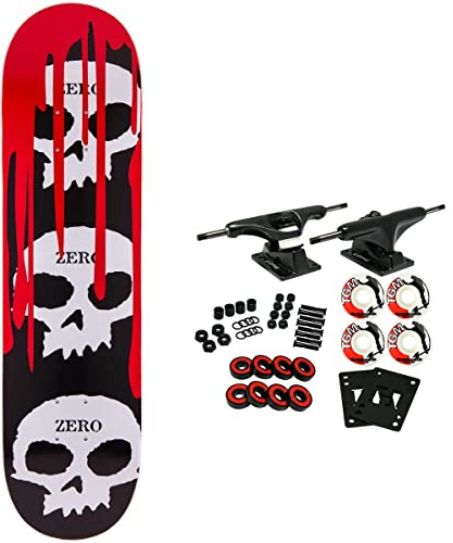 Zero Skateboard Complete 3 Skulls w/ Blood 7.25'' x 29.25'' Mini (Youth), Black