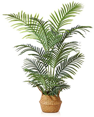 LOMANTO Künstliche Majestät-Palmenpflanze, 122 cm, für Heimdekoration, Innenbereich, künstliche Palmen im Topf, künstliche tropische Pflanzen für Einweihungsgeschenk, 1 Stück