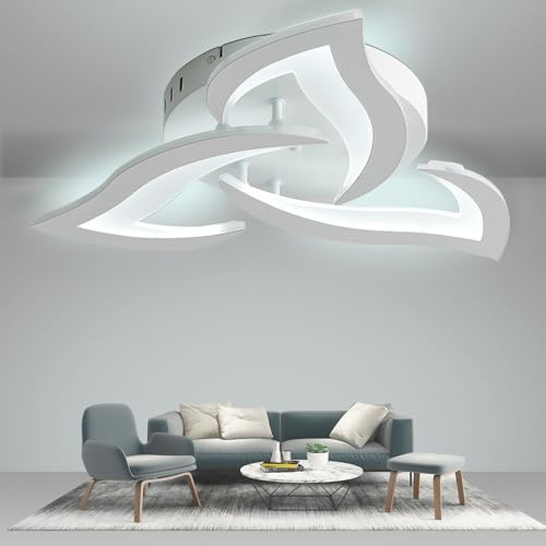 KAUCQI Plafoniera LED Soffitto 56CM 6000K Lampadario Camera da Letto, Moderna Soggiorno Cameretta Bambini Salotto Salone Petalo Fiore LED Luci