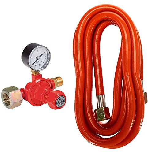 ROTHENBERGER Industrial Propan-Konstantregler mit Manometer stufenlos regelbar 0,5-4 bar, 032100E & Industrial Propan Gas Schlauch Leitung 2,5 m 2 x G 3/8L 032201E