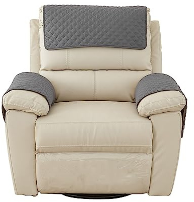 Bieyaet Armlehnenbezüge, Sofa Armlehne Kopfstützenbezug Für SesselSofadecken für Sitzfläche, Sofaschoner rutschfest, Sesselschoner für Relaxsessel (Grau,1-Sitzer Liege | 3 STK)