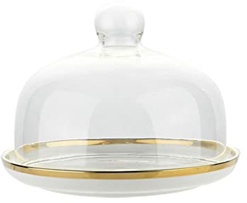 Cake Cover Cake Stand with Glass Dome Lid Ceramic Serving Tray Wedding Cake Display Cheese Platter Cupcake Server Dessert Plate for Birthday Wedding Baby Shower Cake Platter/346 (Color : White, Size