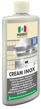 MARBEC CREAM INOX 250GR Crème de polissage qui nettoie et dégraisse les surfaces en acier inoxydable et en aluminium. Facile et sûr à utiliser, il ne laisse aucune trace.