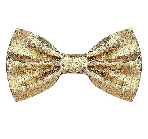 PINEPAN Herren Vorgebundene Fliege Schlichte Halsfliege Einstellbare Länge Formelle Fliege für Hochzeit Party Gold