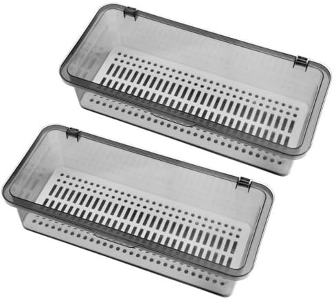 DEARMAMY 2-Teiliger Besteckkasten-Organizer Mit Deckel Besteckkasten Küchenbesteckhalter Utensilien-Organizer Schublade Arbeitsplatte Aufbewahrungsbehälter Kunststoff-Abtropfbox Für