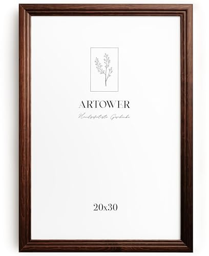 Artower® Bilderrahmen Vintage Braun Holz Rahmen für 20 x 30 cm | Posterrahmen Groß für Collage | Picture Frame Vintage Brown Wood 20x30 cm | Retro Schmal Bilderrahmen | Braun Poster Rahmen