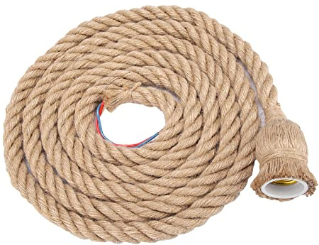TOPINCN Vintage-Hanfseil-Deckenleuchtensockel, Hängelampenfassung, 2 M, E27, 85, 265 V, Kreative Seilform, Ideal für Wohnzimmer, Wohnzimmer, mit Ländlichem Vintage-Industriestil (2 Meter