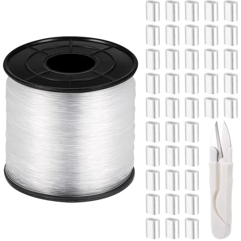 Zocipro Fil de Peche Transparent Ultra Resistant 0.6mm x 200m, Fil Nylon Transparent avec 1 Paire de Ciseaux pour Bricolage, Pêche, Bricolage, Bijoux, Suspension, Travaux Manuels