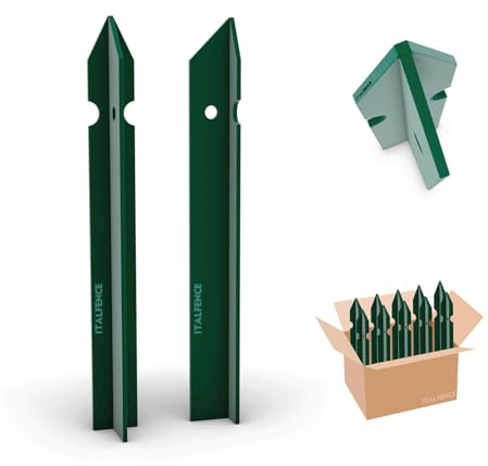 Italfence - Piquet T de Clôture, plastifié vert (Toutes les hauteurs) [H 150cm, 30x30x3mm, 10 pièces]