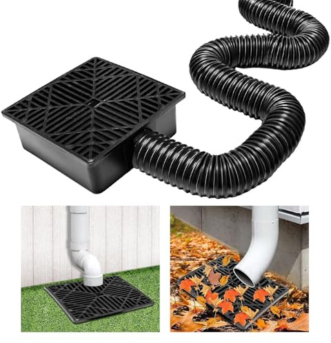 ACESOME Fallrohrverlängerungen Flexibel Set, Fallrohr Verlängerung Flexibel, Fallrohr Schlauch als Regenwassersammler mit PVC Sieb für Fallrohr, Arainagerohr Rohrverlängerung auf 155 cm