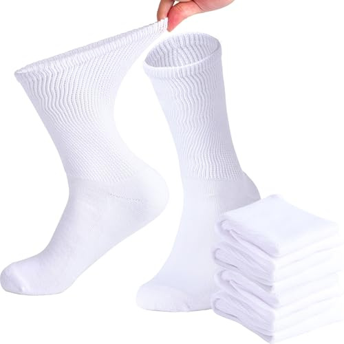 Risipu 3 Pairs Extra Wide Loose Diabetic Socks for Men With Elastic Soft Top, Breathable Seamless Design for Swollen Feet & Legs