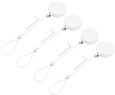 sourcing map Candado de cable retráctil de 1.5 pies con pestillo de seguridad de control remoto con correa de cable ajustable antirrobo para laptop, TV, 200 g, blanco, paquete de 4