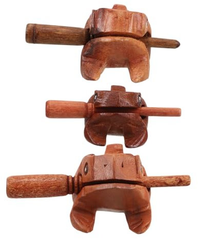 Abaodam 3stücke Handgefertigtes Holz-froschinstrument Mit Musikalischer Tonblock Lustiges Schreibtischspielzeug Einzigartiges Büro-accessoire