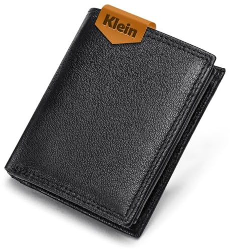 FOMAX Geldbörse Herren Leder Klein Portmonee Echtleder, Geldbeutel mit RFID Schutz, 11 Kartenfächer Hochformat Portemonnaie mit Münzfach, Schwarz