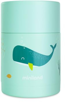 Miniland Termo Bebé para Comidas 600ml, +12h Frío y Calor | Whaley | Contenedor de Acero Inoxidable y Aislamiento de Doble Pared, Cierre Hermético para Papillas, Pure y Comidas Fuera de Casa