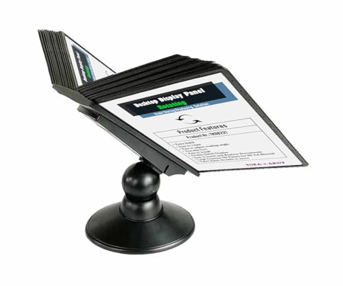 TUKA-i-AKUT Kit Pupitre Présentoir de Table, Réglable et Rotatif, 30 Panneaux d'Affichage A4 Pochettes de Vision, Présentation et Consultation Documents. Système de Panneau, Noir TKD8221 Black