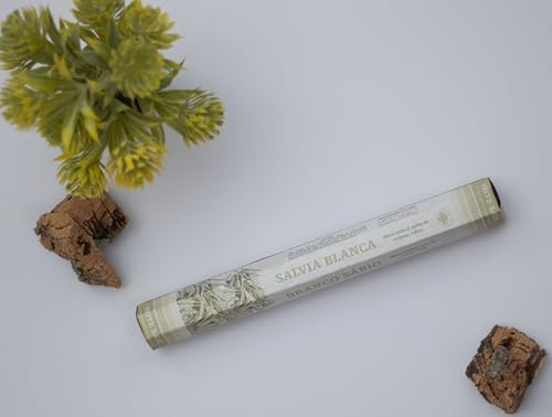 Incienso Natural, Artesanal, Salvia Blanca Incienso de 20 Varillas, Varillas, Hecho a Mano, Relajante, White Sage