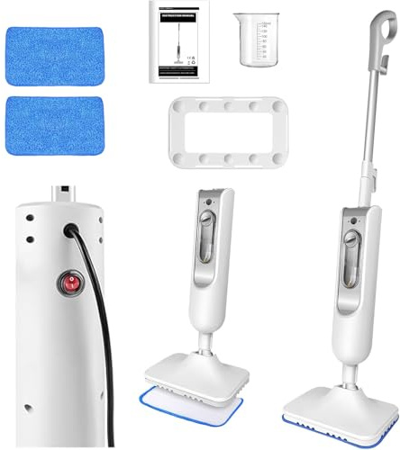 Steam Mop with Handheld Steam Cleaner Detachable, Cleaner for Hardwood/Tile/Laminate Floors Windows Wall with 2 Pads for Whole Home Use