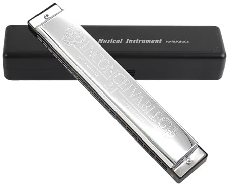 Tremolo-Mundharmonika mit 24 Löchern, C-Dur, professionelle polyphone Mundorgan-Performance-Mundharmonika mit Etui, für Erwachsene, Profis und Studenten, Anfänger, 12 Tasten (Tonart A#)