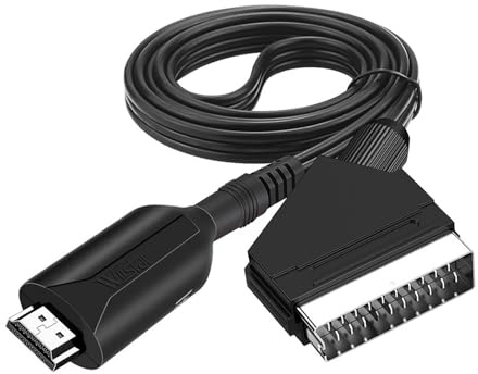 WIKRQIHL Cable Adaptador conversor de Audio y vídeo HDMI a SCART de Alta definición 1080P con Cable USB for HDTV, Sky Box, STB y DVD.
