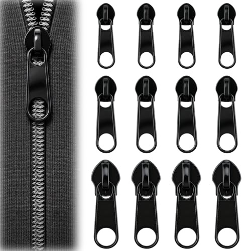 12 pièces Curseur Fermeture Eclair Curseur Charnière de Rechange en Trois Tailles (#5/#8/#10) Zip Fermeture Eclair Détachable pour Bagages, Jouets, Tentes, Chaussures et Vêtements