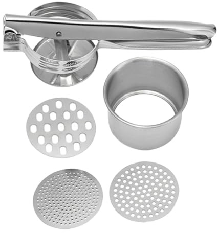 ULTECHNOVO Presse-purée Manuel Inox Presse Purée Multifonction pour Pommes de Terre Fruits et Légumes Ustensile de Cuisine Robuste et Ergonomique pour Maison et Restaurant