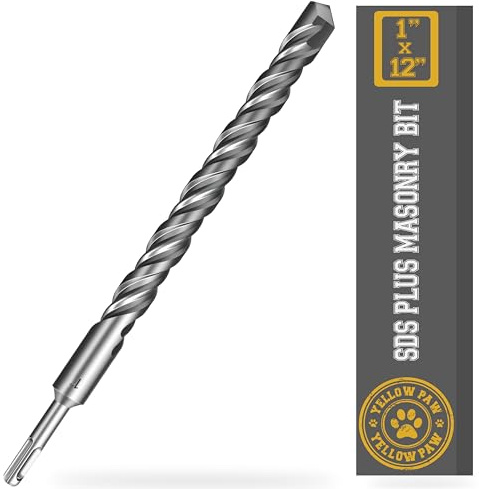 1 Inch SDS Plus Masonry Drill Bit for Concrete & Brick (12 Length - Industrial Grade) Fits All SDS Rotary Hammers - Carbide Tipped for Cement, Stone, Block, & More