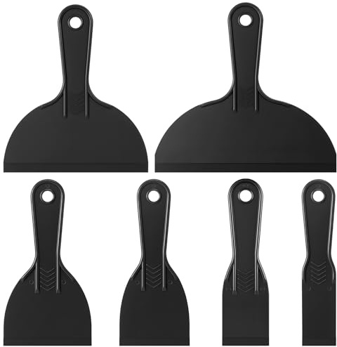 6 Pack Plastic Putty Knife Set, 6 Assorted Sizes 1.5 2 3 4 6 8 Flexible Plastic Scraper Tools for Spackling, Drywall Repair, Patching, Caulking & Wallpaper Removal